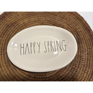 RAE DUNN "HAPPY SPRING" Oval Appetizer Dessert Snack Plate, Spring Decor